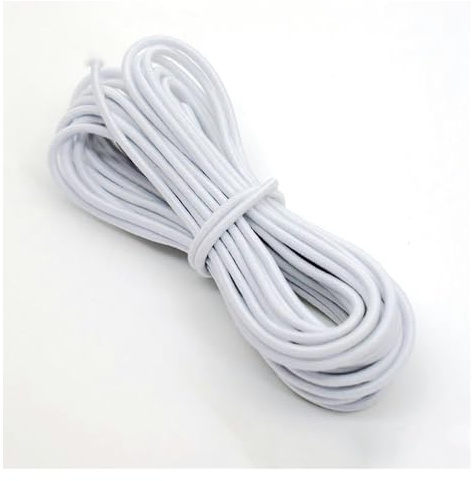 Elástico, Banda elástica redonda de 1/2/3/4/5 mm, goma blanca y negra for coser prendas, accesorios bricolaje(White,Diameter 5mm)
