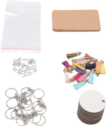 HEEPDD Sublimation Keychain Blanks Kit, Dubbelsidiga MDF-ämnen för Anpassning, Lättanvänd Design, Bra för Hantverkare och Gåvor (Runda)