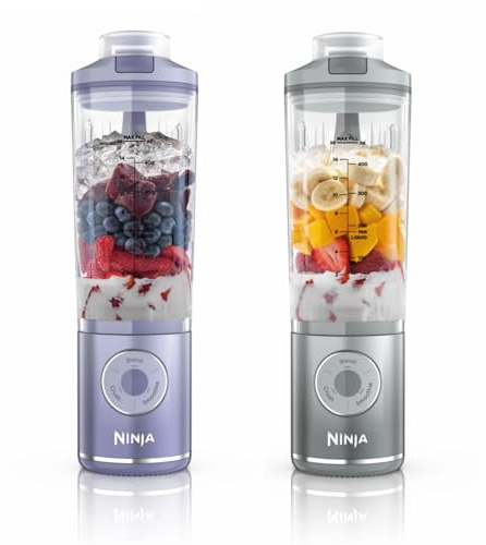 Ninja Blast Max BC251UKLS - Batidora portátil, 2 unidades, 570 ml, batería recargable, taza de mezcla y tapa a prueba de fugas, hace batidos de proteínas, mezcla hielo y frutas congeladas, lavanda