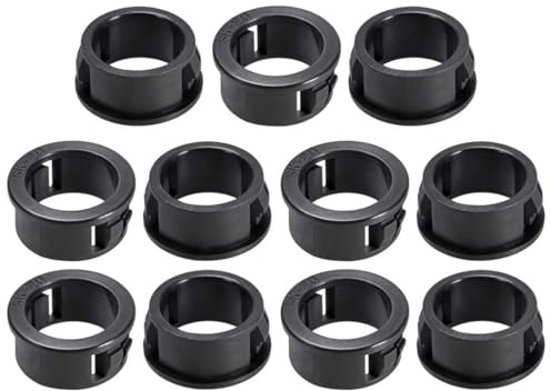 ROWORKX 11Pcs 20mm Snap Bushing Cable Grommets, Black Nylon Round Hose & Wire Protector for Panel Cut-Outs | Round Nylon Bushings, Snap Fit Design, for Panel Cut Outs, Protects Hoses, Wires and Cables From Abrasion