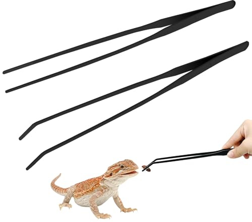 2 Stück Pinzette Lange, Aquarium Gerade Pinzette Und Gebogene Spitze, 27cm Edelstahl Reptilien Futterpinzette, Pinzetten Set für Spinnen Schlangen Futterwerkzeug (Schwarz)