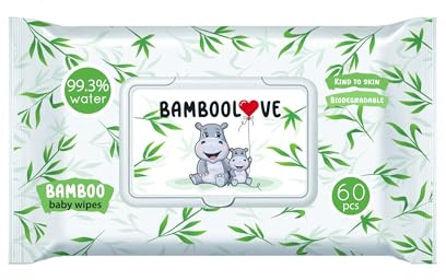 BAMBOOLOVE - 10x 60pcs - Bambus-Feuchttücher - Hypoallergene Baby-Feuchttücher - Besonders weiche und sanfte Feuchttücher - Für Babys - 99,3% Wasser - Biologisch abbaubar
