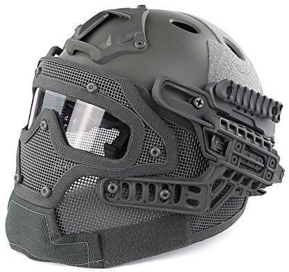 Casco protector con máscara y gafas tácticas para juegos de guerra de paintball y airsoft, material ABS, G