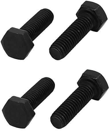 sourcing map 4Stk Sechskant Maschinenschrauben 8.8 Grad M5x16mm | Vollgewinde Linksgewinde Sechskantschraube Schwarz