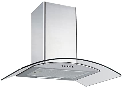 electriQ 60cm Curved Glass Chimney Cooker Hood - Stainless Steel