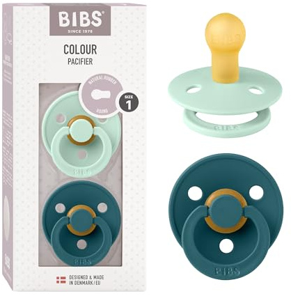 BIBS Colour Napp 2-pack, BPA-fri, Naturgummilatex, Storlek 1 (0-6 månader), Nordic Mint/Forest Lake