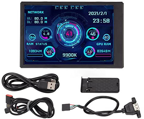 Tyenaza Monitor Temperatura PC, Mini Schermo USB IPS da 3,5 Pollici AIDA64, Display Dati RAM CPU, Sensore Temperatura Computer
