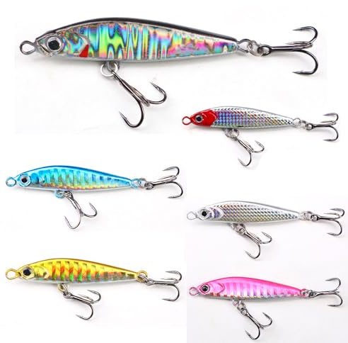 Senvenelec 6 Stück Angelköder (14 g), 3D-Eye-Angelköder, Metallköder, geeignet für obere, mittlere und untere Wasserschichten.