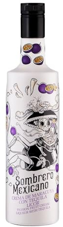 Maracuja-Tequila-Likör mit Sahne „Sombrero Mexicano“, Destlerias J. Borrajo. 0,7 L, Alk. 15% Vol.