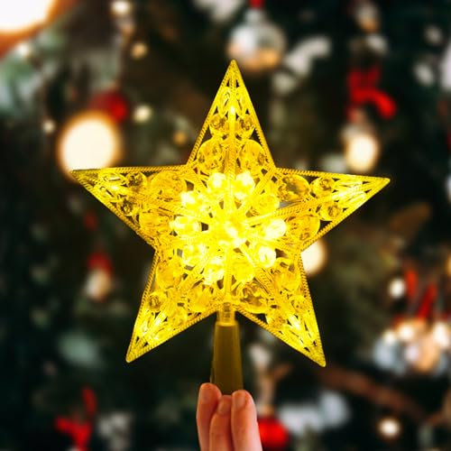 Étoile Scintillante 3D pour Sapin de Noël, LED, Topper d'Arbre, Décoration Intérieure et Extérieure (17cm)