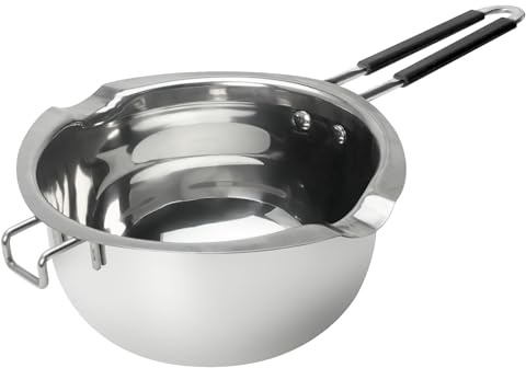 BringLuck2U Bagnomaria in Acciaio Inox, 1200ml Bagnomaria per Cioccolato, Universal Double Boiler beccucci, Fondo Piatto, per Sciogliere Il Formaggio al Burro di Cioccolato