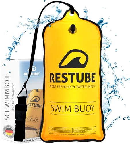 Restube Bouée de natation Classic - Gonflable - 12,5 kg - Pour eau libre, triathlon, SUP et natation sauvage - Jaune de signalisation léger - Pour la visibilité et la sécurité lors de la natation
