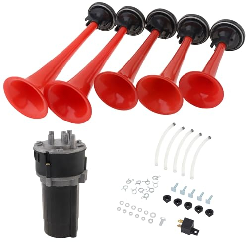 ePathChina 125db 12V 5 DIXIE Trumpet Musical Car Air Horn Dukes of Hazzard General Lee with Compressor for Auto Truck Boat Bus (Black)