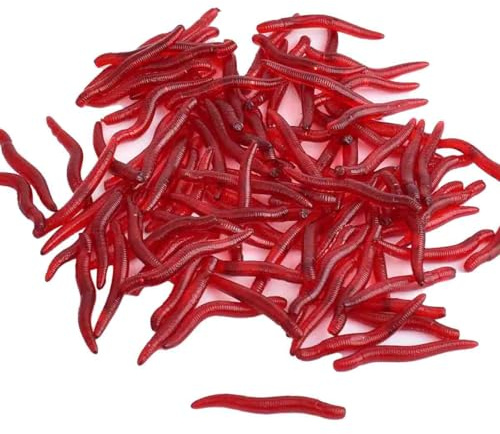 Awxevcik Weiche Köder, 4 cm, 100 Stück, realistisch, falscher Regenwurm, Wurm, elastischer Gummi-Regenwurm, Angelköder
