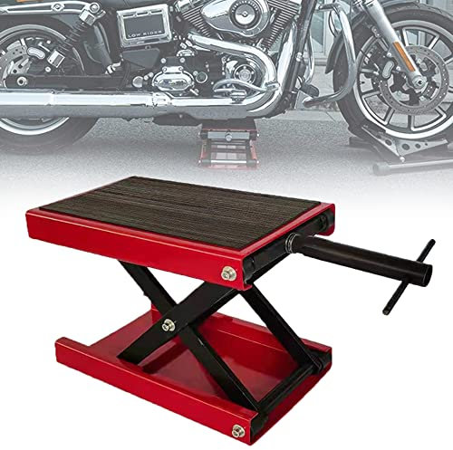 AAKSUS Motorrad-Hebebühne, Motorrad-Reparaturhebebühne, Verstellbarer Motorrad-Wagenheberständer mit Abnehmbarer Kurbel, Rutschfester Gummiplattform, maximale Belastung 1100 lbs