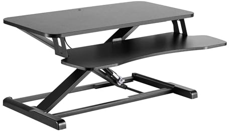 Wiltec Schreibtischaufsatz mit Tastaturablage 80x40cm höhenverstellbares Steh-Sitz-Pult für Monitore