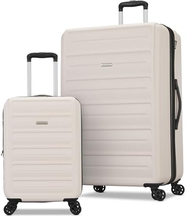 American Tourister Westridge Hardshell Luggage Set - 2 Piece Set - 20/28 Carry-On & Large Checked Luggage Set with Spinner Wheels - Expandable Hard Suitcases for Travel - Hard ABS Shell - Light Pink