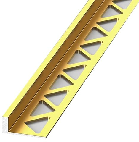 übergangsprofil 90-Grad-Übergangsleisten in L-Form, Metall-Schwellenkantenabdeckung für Betonboden, 2,7 M Übergangsleistenabdeckung für Vinyl/Laminat/Fliesen(Gold)
