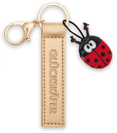 Schlüsselanhänger Glückskäfer Kunstlederband gold 10cm mit Marienkäfer