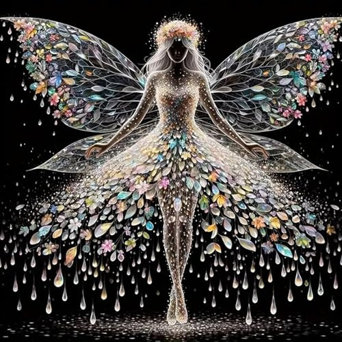 5D Engel Diamant Painting Set, Glitzer Diamant Malerei, DIY Fee Diamond Art Kit für Erwachsene, Voller Rundbohrer,erwachsene Diamond Painting für Anfänger, Wanddeko,Kunsthandwerk für Zuhause (30x30cm)