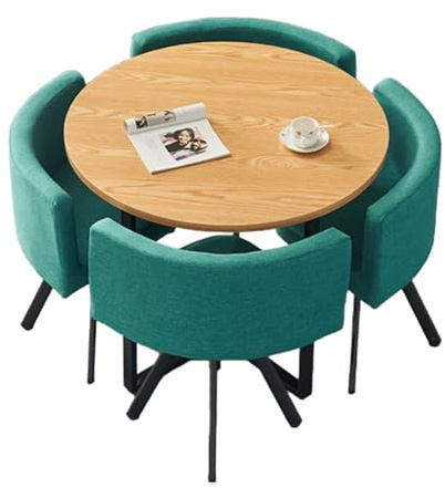 BRCYKRWY Esstisch rund 80 cm Couchtisch und Stühle Set 5-teilig kleiner Konferenztisch,moderner Konferenzraum-Couchtisch mit Stuhl,platzsparender kleiner Besprechungstisch,Verhandlungstisch und Stuhl-