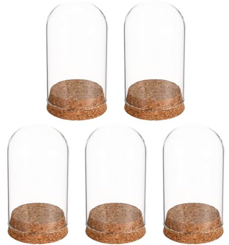 Sewroro Lot De 5 Cloches en Verre avec Base en Liège en Verre Transparent pour Fleurs Éternelles Décoration De Fête De Noël 3 93 X 2 36 Pouces