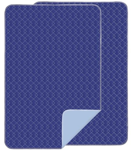 Washable Pads for Beds for Incontinence Adults-Extra Large XXL 34x52 Inch (Pack of 2) - Blue Hide Stains - Waterproof Underpads for Elderly - Reusable Bed Pad for Bedwetting