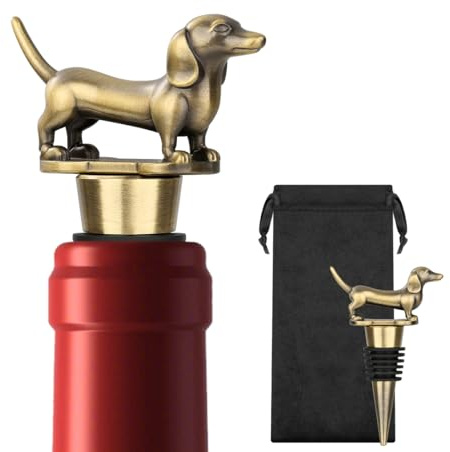 MR.BARWARE Perfektes Dackel Geschenke, Niedlich Dackel Weinverschluss, Dackel Deko Geburtstagsgeschenk Weingeschenke für Dackel-Liebhaber, Dackel Weinverschluss für Wein Champagner