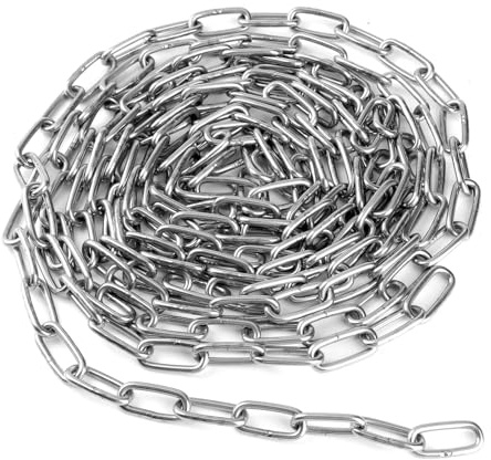 SEUICYNE Cadena de acero inoxidable de 6 m x 4 mm, venta por metros, cadena de acero inoxidable, cadena de eslabones de metal, cadena de acero redondo, cadena soldada para columpios, cadena de ancla