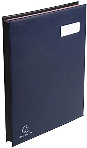 Exacompta 654729E Unterschriftenmappe (Schaumstoffdeckel, Innen aus verstärktem 360 g Karton, dehnbarer Faltenrücken, 24 Fächer) 1 Stück dunkelblau