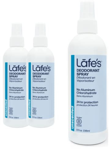 Lafe's Natural Deodorant | 8oz Aluminum Free Natural Deodorant Spray for Women & Men | Paraben Free & Baking Soda Free with 24-Hour Protection | Unscented | 3 Pack