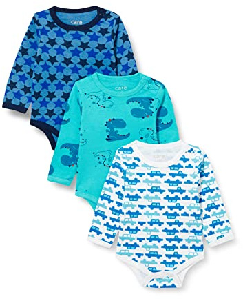 Care unisex långärmad babybodysuit (3-pack), 3-pack mörk marinblå (778), 6-9 månader