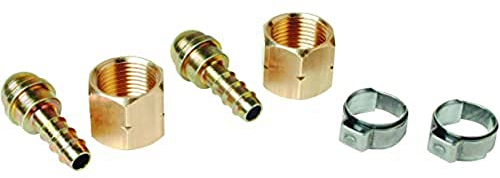 Kit di 2 Raccordi/Nipples per Tubo Ø 6,3 mm con Dado 3/8 Sinistro + 2 Morsetti - Accessori per Torcia Saldatrice Professionali, per Cannello a Gas e per Fiamma Ossidrica - EXPRESS