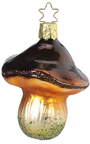 Christbaumschmuck Glas 7cm Pilz Marone mundgeblasen handbemalt Weihnachtskugeln braun