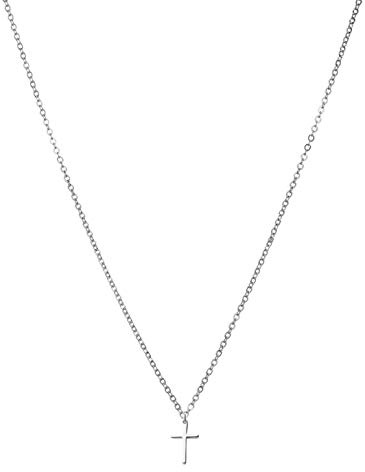 day.berlin Kreuzkette Damen Cross fine in Silber, Halskette 45+5cm mit Anhänger kleines Kreuz (15x10mm), feine Edelstahl Kette nickelfrei und wasserfest