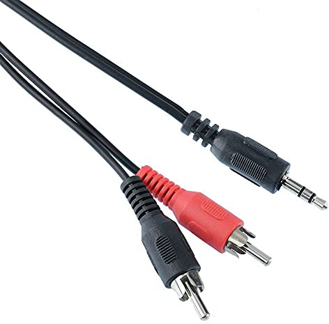 Switch Electronics Red/Black Twin Phono Male RCA to 3.5mm Stereo Plug Lead Adapter Audio Cable Y Splitter (3m)