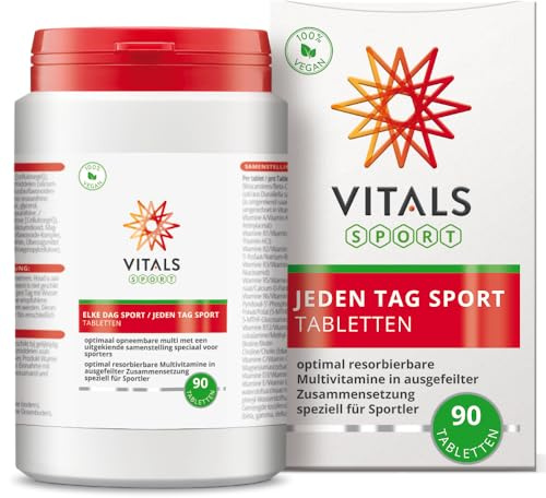 Vitals - Jeden Tag Sport 90 Tabletten Vegan. Optimale resorbierbare Multivitamine in ausgefeilter Zusammensetzung für Sportler. Ist NZVT-zertifiziert. Vitamin K2 in stabiler Form K2Vital Delta.