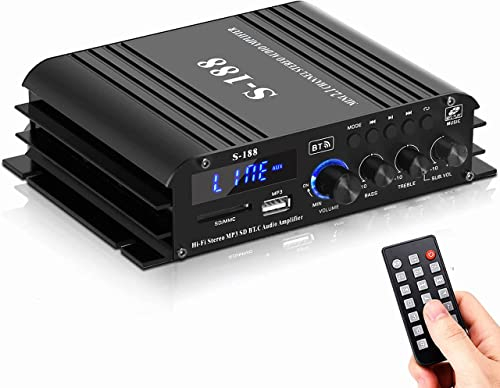 2.1-Kanal Verstärker, Mini hifi Stereo Verstärker, 800W Bluetooth 5.0 für Heimlautsprecher 40W x 2+50W Passiver Subwoofer mit USB TF Steckplatz MP3 Player LCD-Display mit Fernbedienung