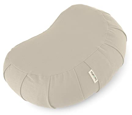 basaho CRESCENT Zafu Meditation Cushion | Organic Cotton | Buckwheat Hulls | Removable Washable Cover (Natural)