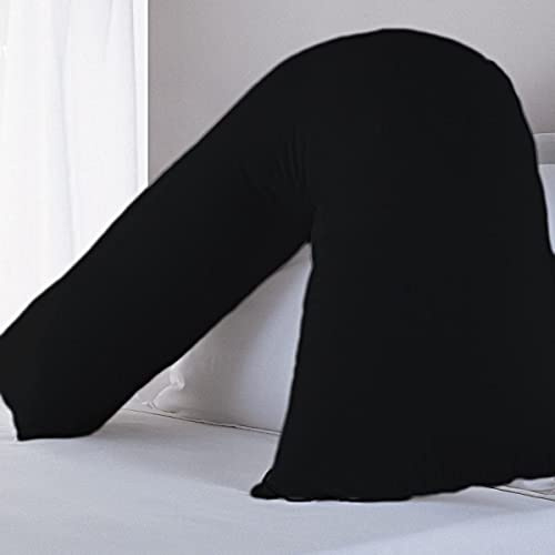 SERENITY GIFTS LTD SG V- Shaped Pillow with Pillowcases Extra Cushioning Support for Head/Neck & Back Luxury Support Pregnancy/Nursing/Orthopaedic Pillow (Black)