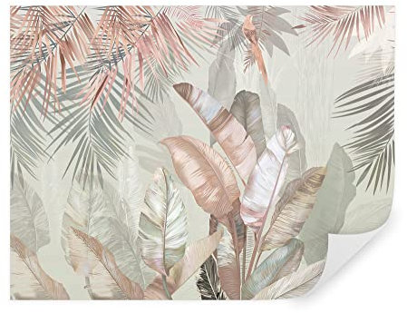 Tapeko Papier Peint Panoramique 260x180 cm 3D Effet style Jungle Tropical Feuilles Plantes Papier Peint intissé Chambre Salon Décoration Murale u50468v1
