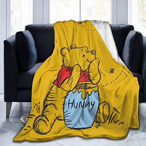 ZQBDFC Couverture de luxe Winnie l'ourson en flanelle douce pour canapé, chaise, lit, canapé pour adultes et enfants, X en 127 x 101,6 cm, couleur unique