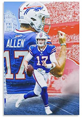 XINGSHANG American Football Star Josh Allen Art Poster Druck Foto Kunst Malerei Leinwand Poster Home Modern Decor Poster 40 x 60 cm