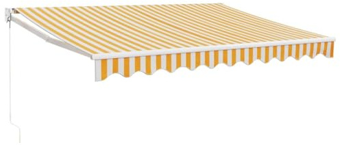 vidaXL Markise Einziehbar Gelb und Weiß 3x2,5 m Stoff und Aluminium