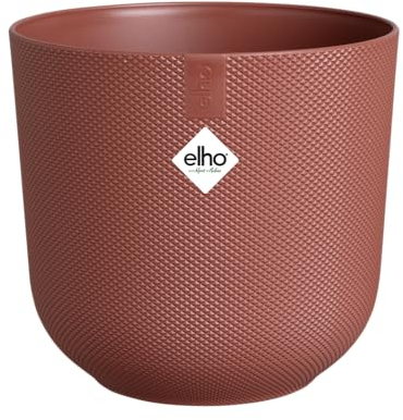 Elho Jazz Round 14cm - Vaso per piante da interno - Struttura unica - 100% plastica riciclata - Ø 14.2 x H 13.1 cm - Rosso/Rosso Toscano