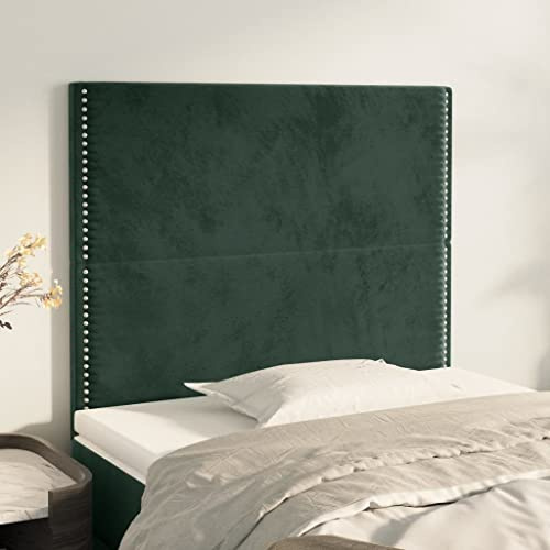 CKioict Betthaupt Wandkissen Bett Bettkopfteil Schlafzimmer Kopfteile 2 STK. Dunkelgrün 100x5x78/88 cm SamtGeeignet für Schlafzimmer, Gästezimmer, Schlafsaal