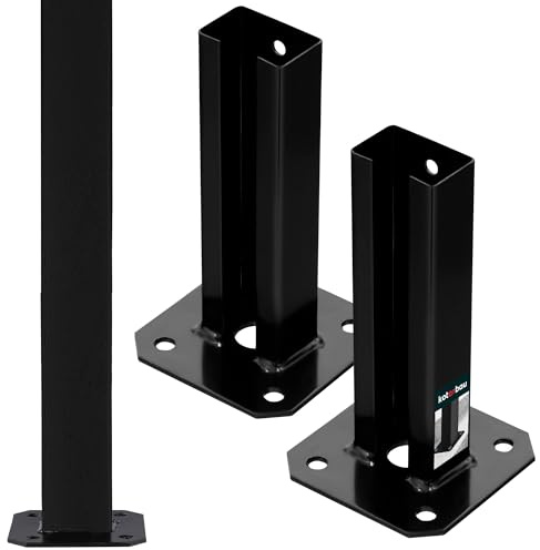 KOTARBAU® Pfostenträger für Zaunpfosten aus Metall, 60x40 mm, 2er Set | für Doppelstabmattenzaun Pfosten, Aufschraubhülse, Pfostenschuh zum Aufschrauben, pulverbeschichteter Stahl, Schwarz