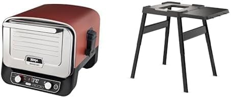 Ninja Woodfire Outdoor-Ofen, 8-in-1-Pizza- Ofen, BBQ-Smoker mit Bratrost, OO101EU + verstellbarer Ständer und Beistelltisch 4718J800EUUK