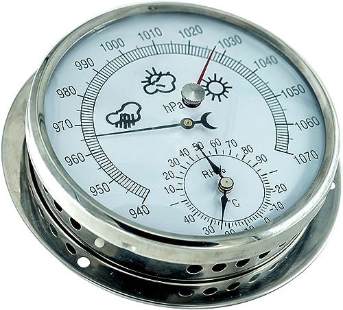Generic Brass Barometer Porthole Mount Nautical Tide Clock | Traditional Weather Station for Accurate Forecasting