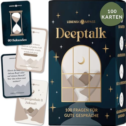 LEBENSKOMPASS® Deeptalk Kartenspiel für Paare, Freunde und Familie - Karten Spiel für Paare - Erzählt euch mehr über einander - Zum Vertiefen von Freundschaften und Beziehungen